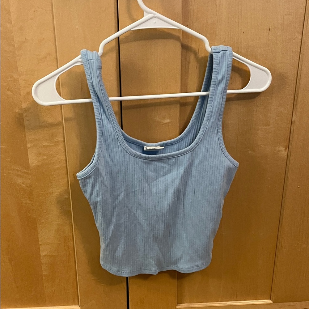 Full Tilt Light Blue Ribbed Tank Top